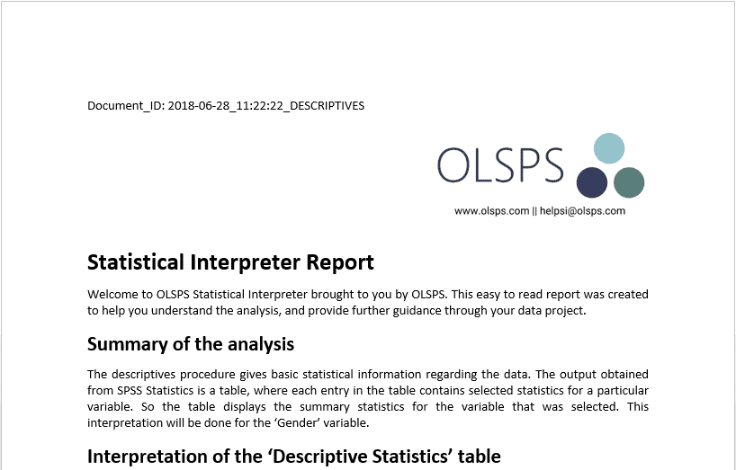 Statistical Interpreter final output example